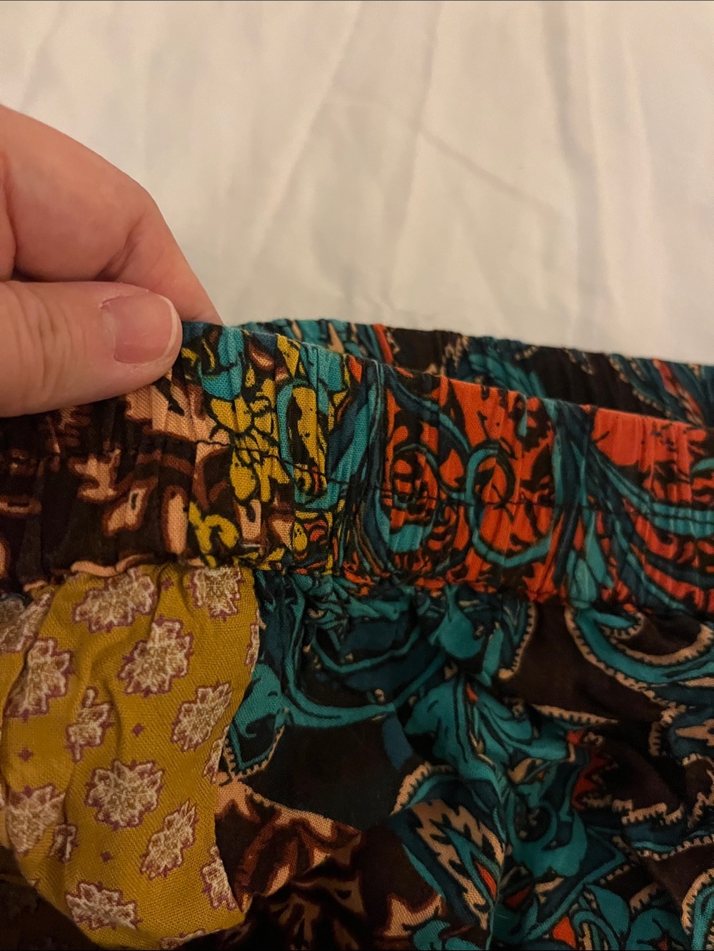 Cato Multicolor Patchwork Maxi Skirt - Teal, Orange, Mustard & Brown - Picture 3 of 4